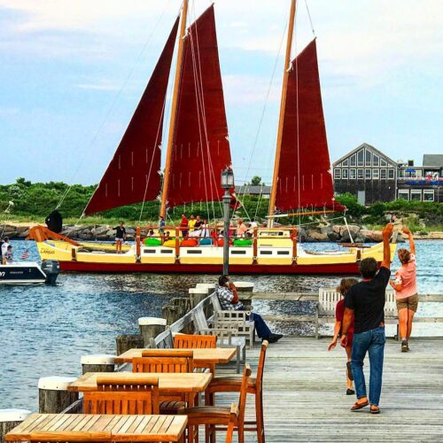 Mon Tiki Largo glides out of Montauk Harbor